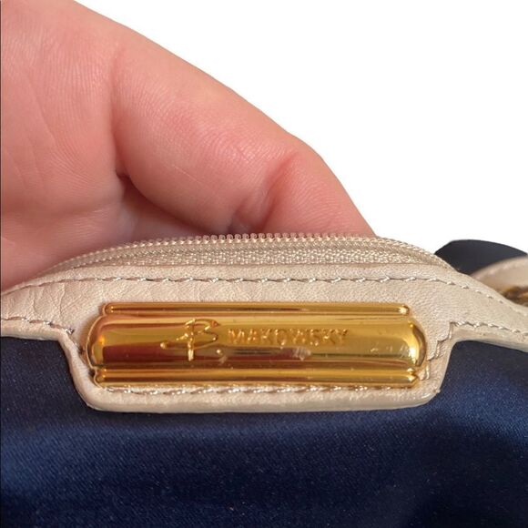 B. MAKOWSKY Red Leather Gold Hardware Tall Handles  Shoulder Bag Tote - Picture 8 of 12